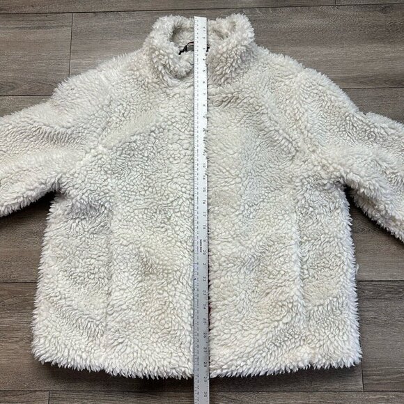 Tommy Hilfiger White Sherpa Teddy Zip Jacket Sz L Shacket - Picture 8 of 8